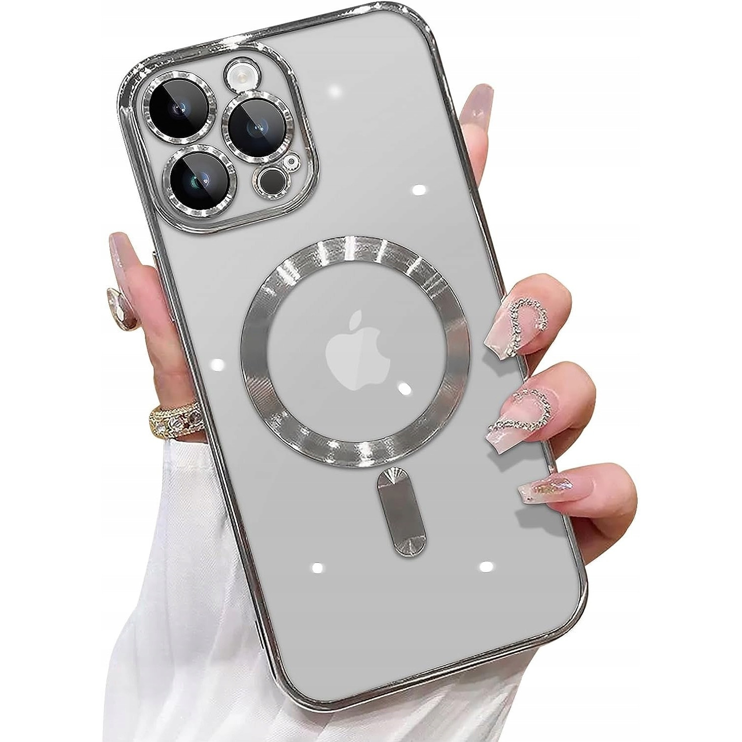 Husa din silicon cu margini metalizate Ultra-Soft, Luxury Magsafe, compatibila cu iPhone 11 Pro / Argintiu