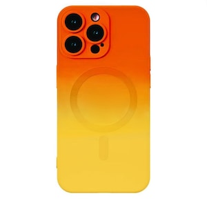Husa Silicone MagSafe, cu Protectie Camera, compatibila cu Apple iPhone 13 Pro, Orange Yellow