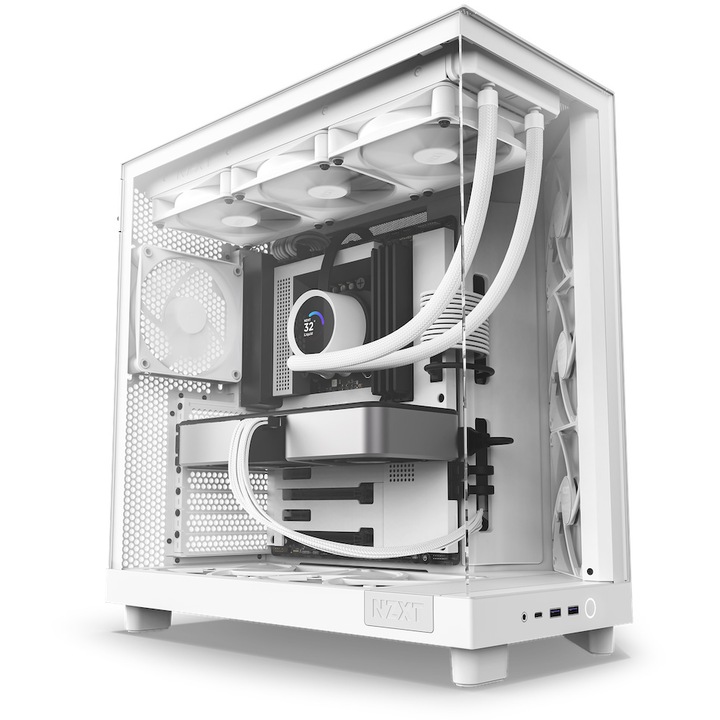 Carcasa NZXT H6 FLOW Compact Dual-Chamber, Mid-Tower, Alb