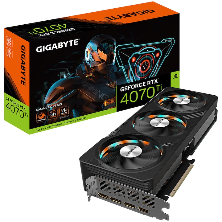 GIGABYTE GeForce RTX 4070 Ti GAMING OC 12G, GDDR6X, fekete videókártya