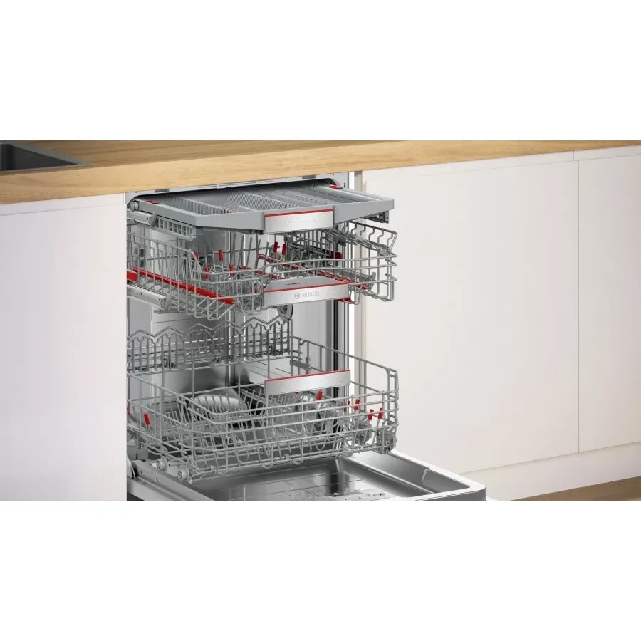 Masina de spalat vase complet incorporabila BOSCH 3SMV6ZCX18E, Seria 6, 60 cm, Seria B, PerfectDr, Max Flex Pro, VarioDrawer Pro, Sistem Rackmatic triplu, AquaStop, EcoSilence Drive