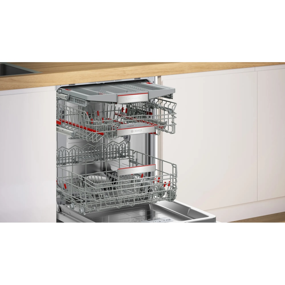Masina de spalat vase complet incorporabila BOSCH 3SMV6ZCX18E, Seria 6, 60 cm, Seria B, PerfectDr, Max Flex Pro, VarioDrawer Pro, Sistem Rackmatic triplu, AquaStop, EcoSilence Drive