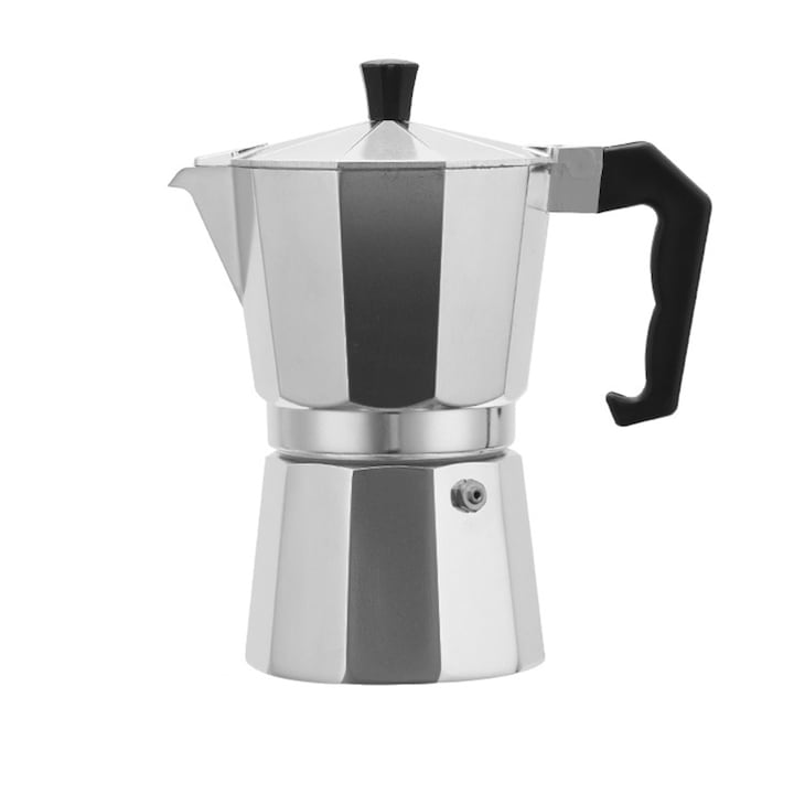 Cafetiera Espresso, 6 cesti, 300ml, aluminiu, Argintiu
