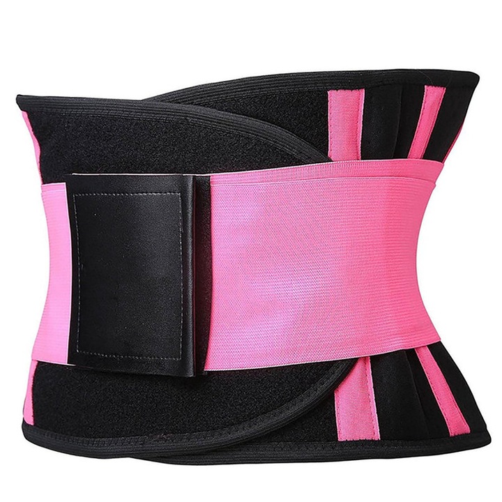 Centura abdominala fitness Premium, JENUOS®, conturarea taliei sau, din material compresiv, pentru fitness, Roz, XL