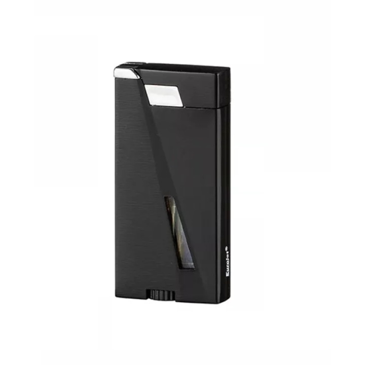 Bricheta Eurojet Geometric cu arzator puternic, reincarcabila cu gaz, reglaj intensitate, confectionata din otel inoxidabil de inalta calitate rezistent zgarieturilor, exterior negru, cutie inclusa