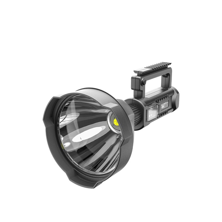 Lanterna LED FlashBolt Doty®, tip reflector cu trepied, 4 modalitati de lumina, 27x13 cm, rezintesta la apa, reincarcabila, USB inclus, negru
