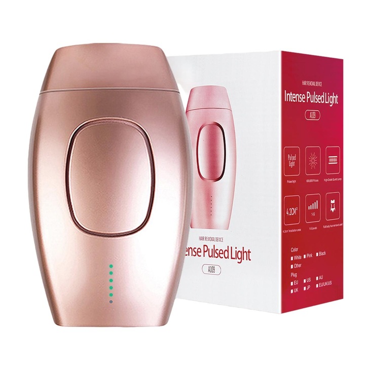Epilator IPL A109, Portabil, Profesional, Rose gold