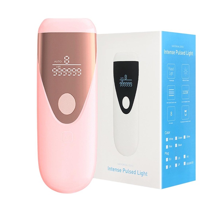 Epilator IPL, 8 Trepte intensitate, Roz