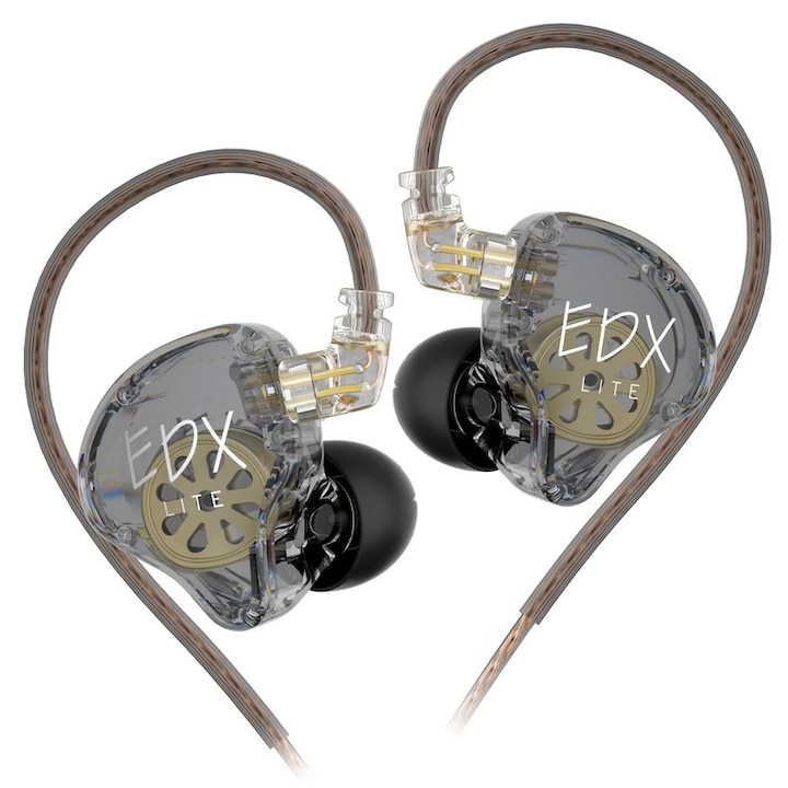 KZ EDX Lite fülhallgató, HiFi basszus, dinamikus, szuperlineáris, monitor, zajszűrő, kristályszürke