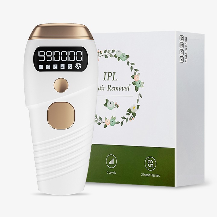 IPL епилатор, LCD дисплей, 5 нива на интензитет, бял