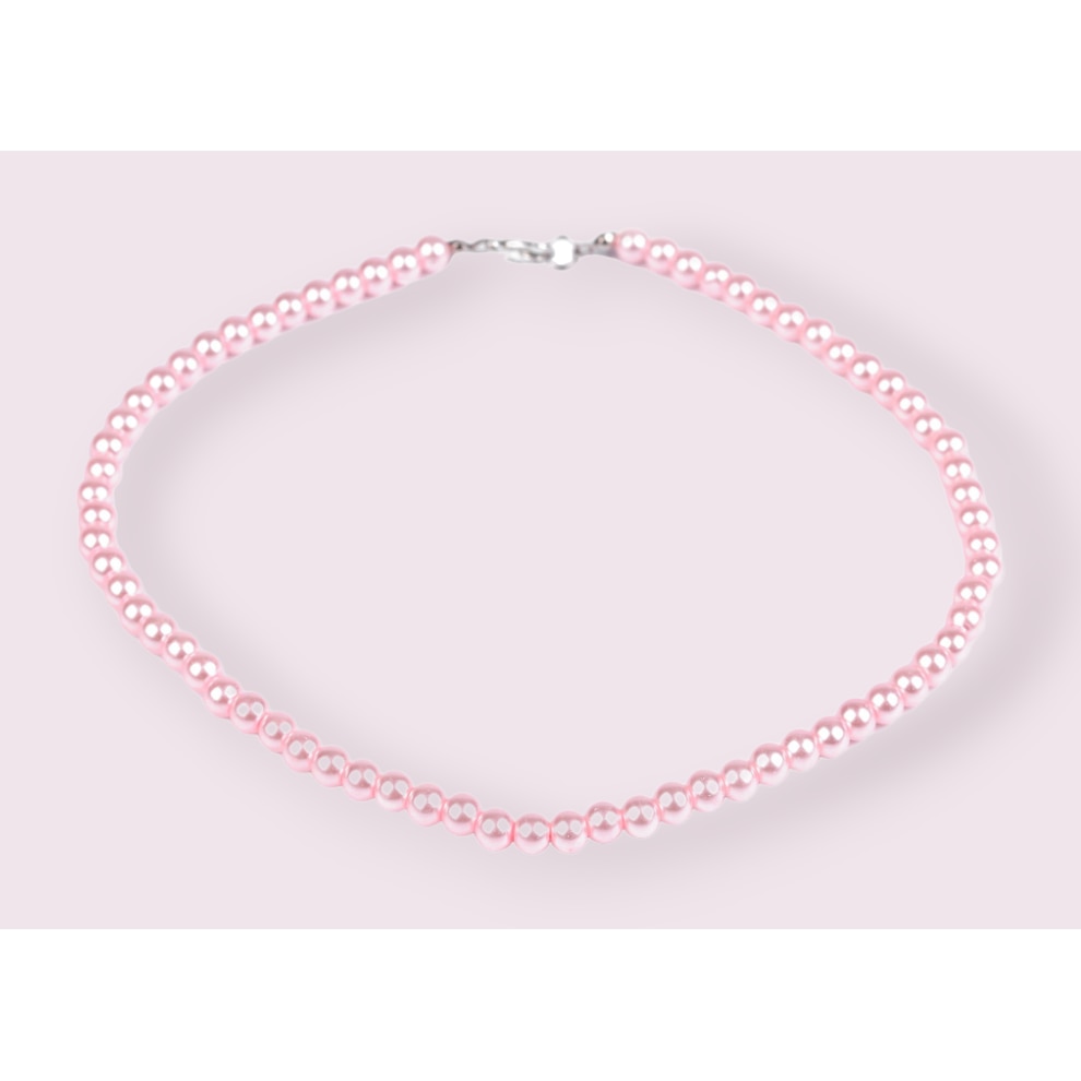 Colier din perle de sticla Crisalida, lungime 42 cm, Roz pudrat - eMAG.ro