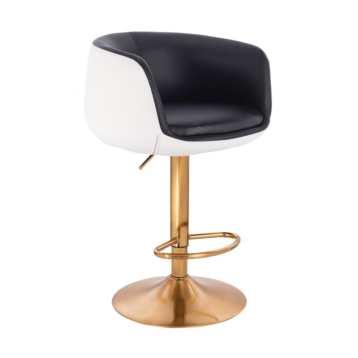 Scaun de birou, Votana, HR333W, Piele Ecologica, Baza Aurie, Neagra-Alb