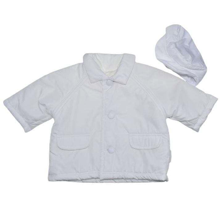 Set 2 piese geaca si caciula pentru baieti Christopher CBC1711, Alb 62 CM