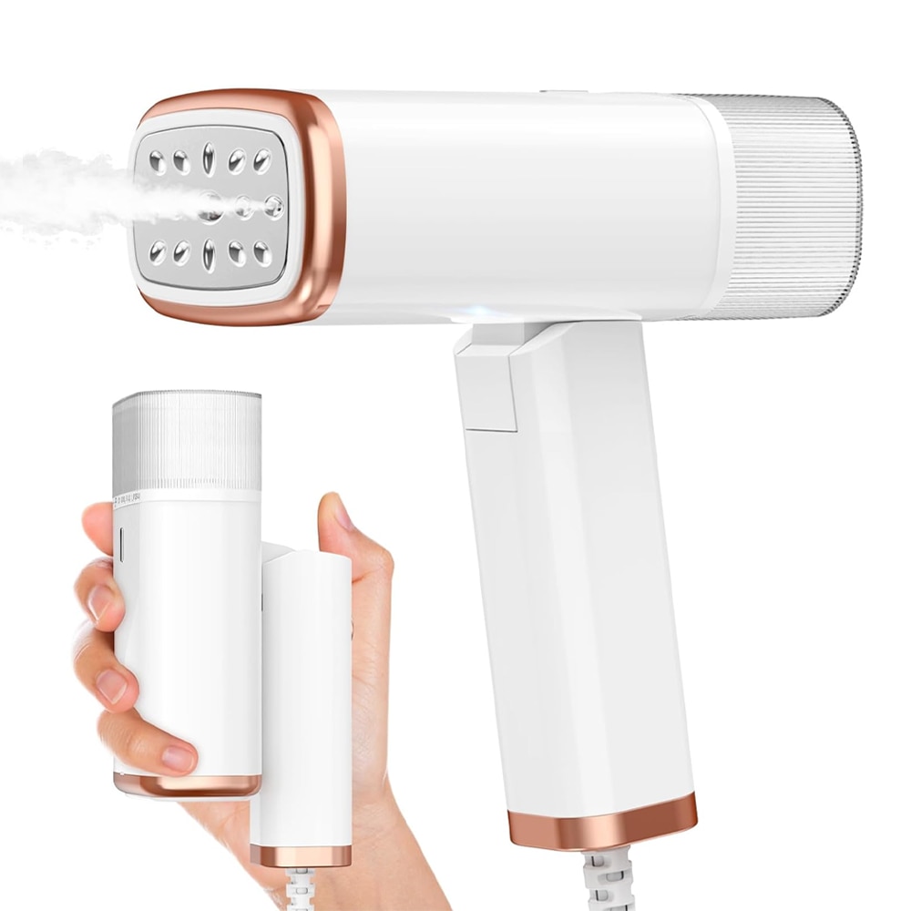 Aparat de calcat cu abur, 1000W, 150ml, pliabil, Abur 15-20 /min, ncalzire rapida in 40 secunde, Rezervor detasabil, Alb