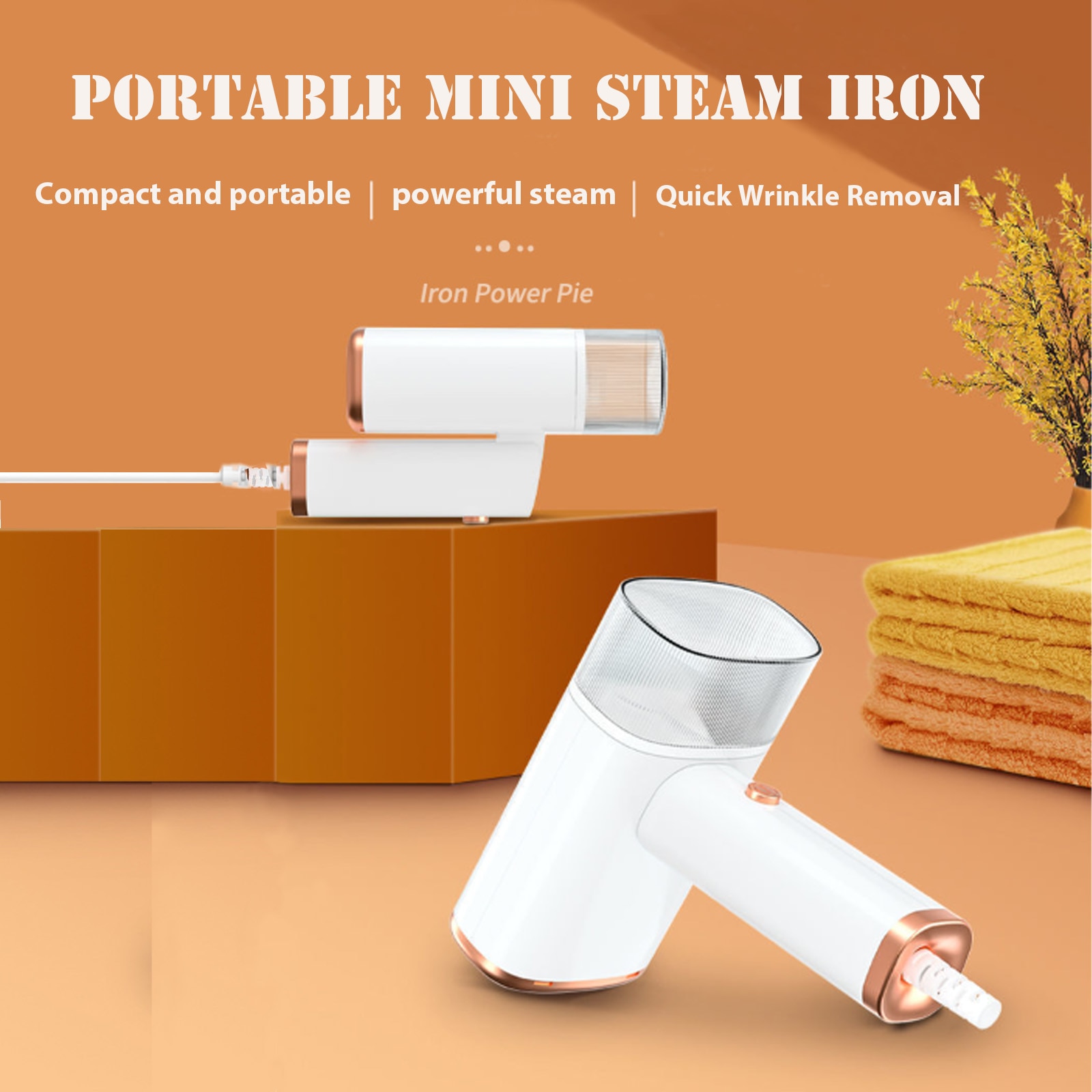 Aparat de calcat cu abur, 1000W, 150ml, pliabil, Abur 15-20 /min, ncalzire rapida in 40 secunde, Rezervor detasabil, Alb