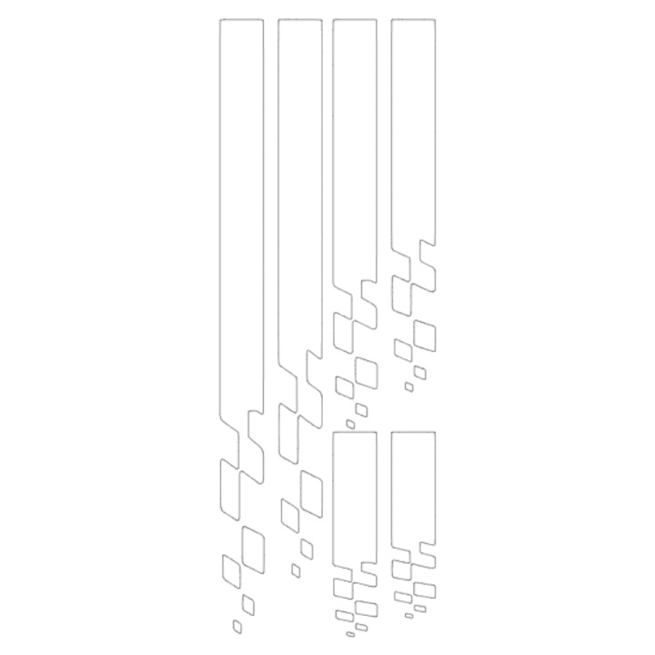 Set 3 Stickere Dungi pentru capota, plafon si portbagaj, alb