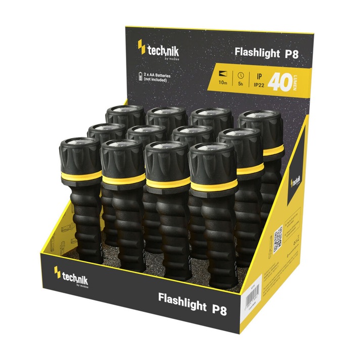Комплект от 12 гумени LED фенера Technik P8 40 лумена, 10 м, 2xAA не са включени