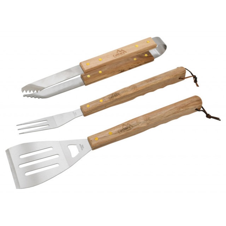 Set 3 ustensile pentru gratar cu manere de lemn Cattara