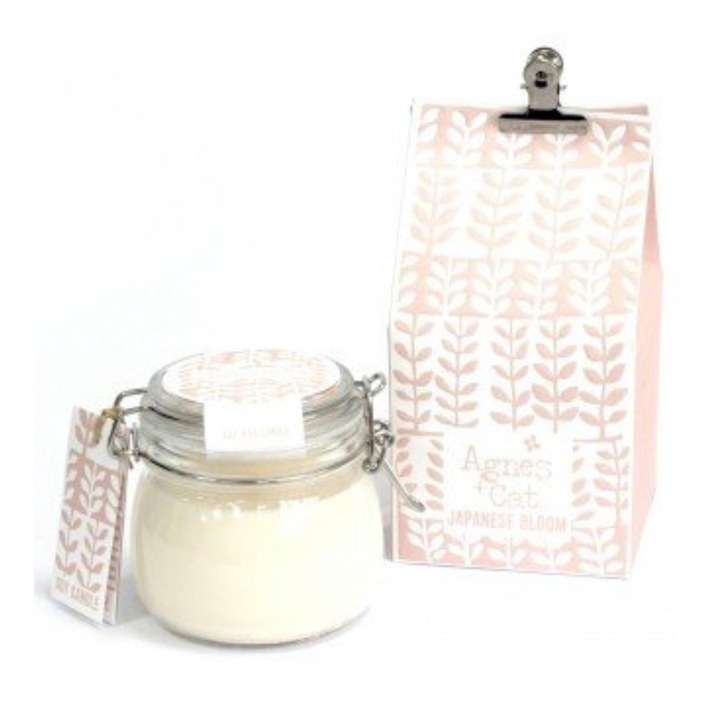 Свещ от соев восък, Agnes & Cat, буркан за многократна употреба 400 ml, подходящ за вегани и животни, Japanese Bloom
