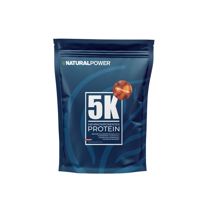 Proteina complexa – 5 componente, Natural Power, aroma de Cappuccino, 500g