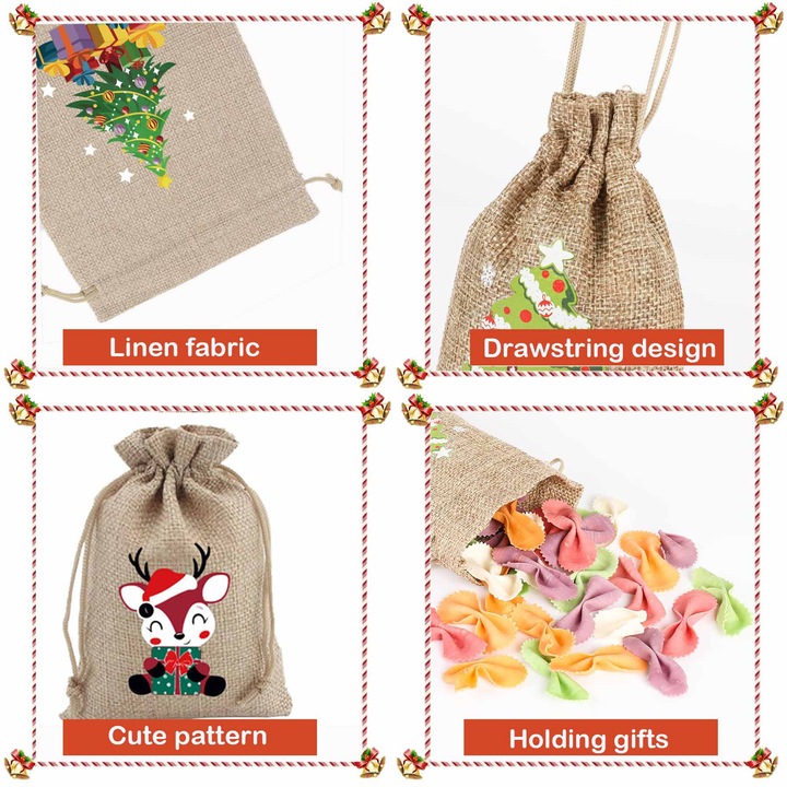 Set 6 Punga cadou de Craciun, Kaxyrooz, panza, 13x18cm, Maro