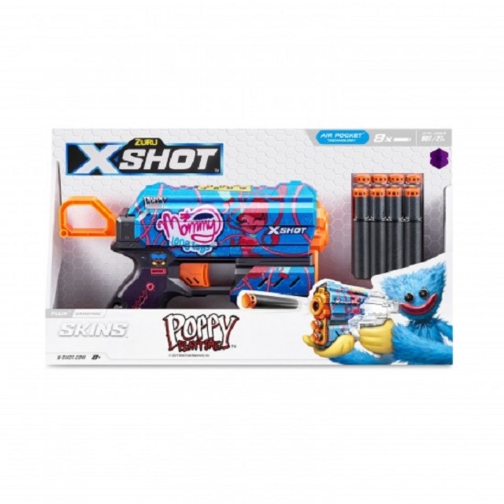 X−Shot Skins Flux Toy Gun, 8 патрона, Poppy Playtime, S1, Zuru, Gametime