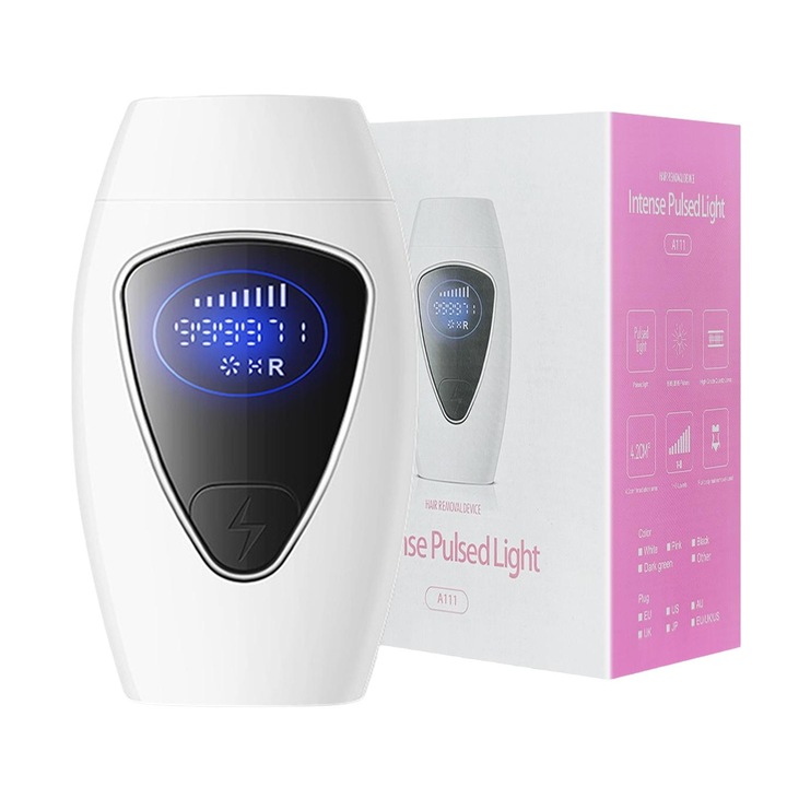 Epilator IPL, Afisaj LCD, 8 Trepte intensitate, Alb