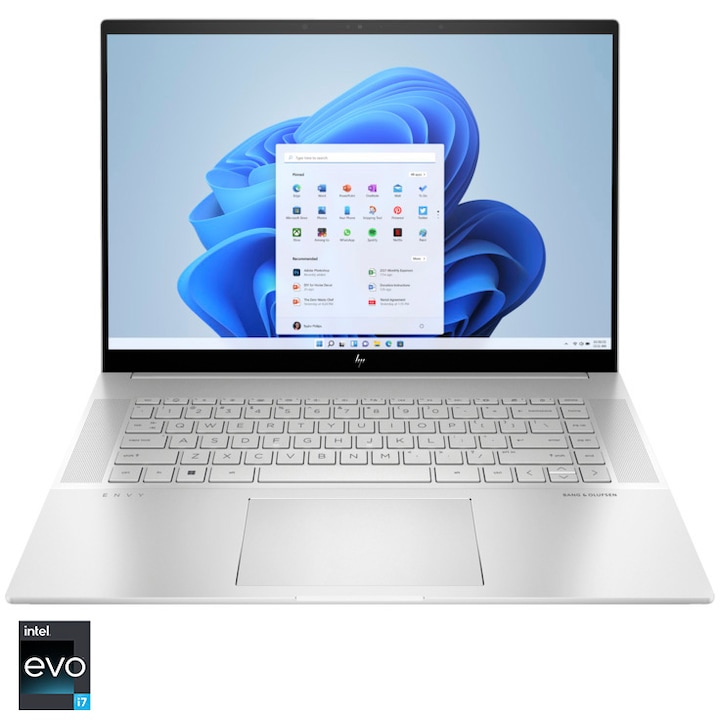 Laptop HP ENVY 16-h1005nq cu procesor Intel® Core™ i7-13700H pana la 5.00 GHz, 16", OLED, 2.8K, Touch, 16GB DDR5, 1TB SSD, Intel® Arc™ A370M 4GB GDDR6, Windows 11 Home, Natural Silver