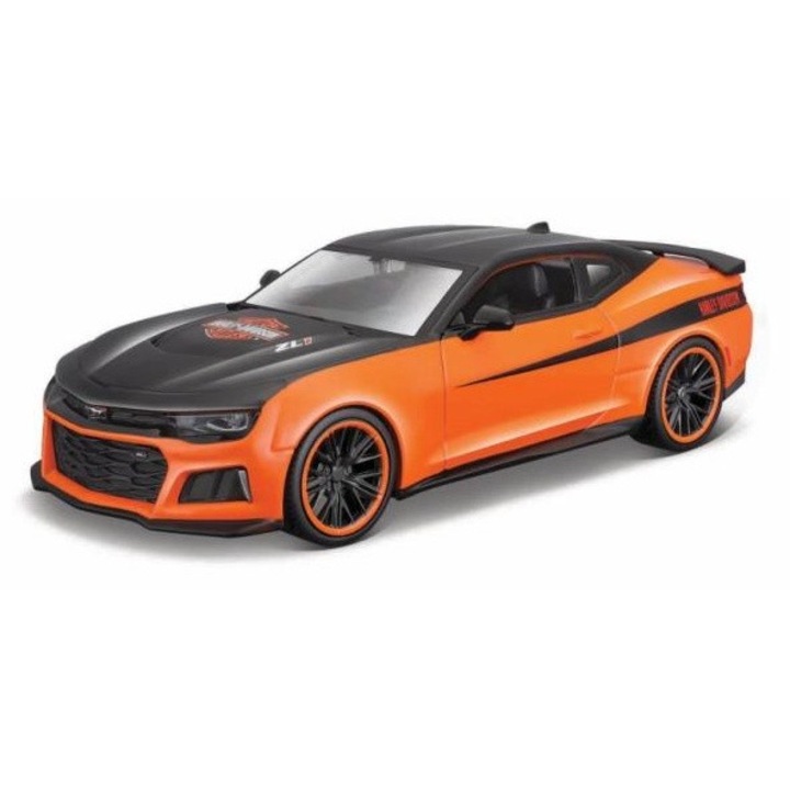 Chevrolet Camaro modellautó, fém, 1:24, fekete/narancs