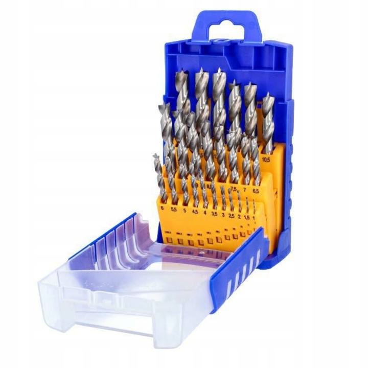 Set burghie pentru lemn Fisch, cilindrica, 1-13mm, 25 bucati