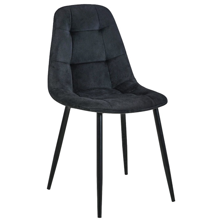 Scaun tapitat, Akord Furniture Factory, Otel/Velur, Negru