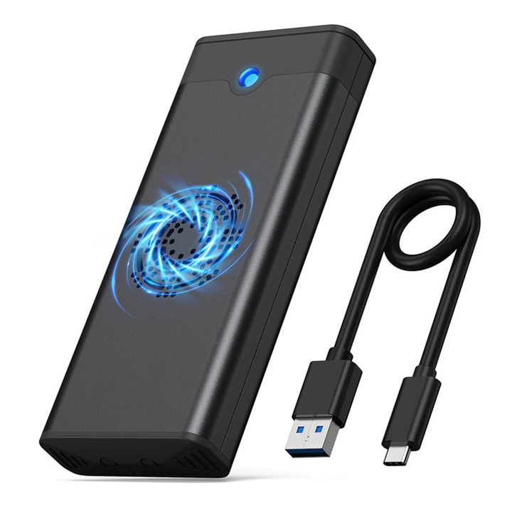 SSD кутия, преносим, Xinxu, M.2 NVMe/NGFF, USB/ Type-C, черен
