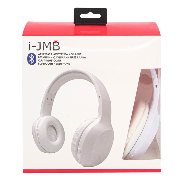 Безжични слушалки за ухо, I-JMB, Bluetooth, 8 часа живот на батерията, RGB, бяло