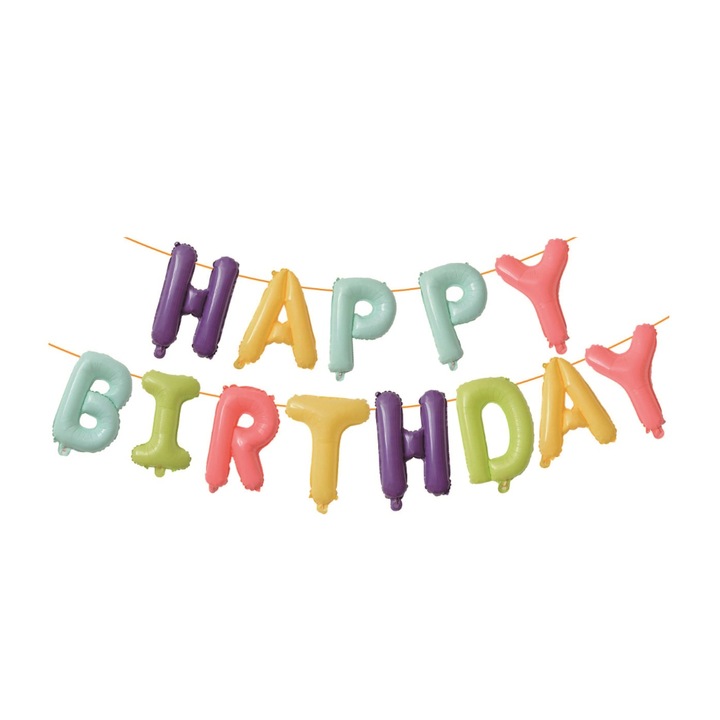 Set ghirlanda decorativa multicolor, 40 cm, 6 m, happy birthday