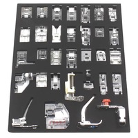 Set 32 picioruse pentru masina de cusut, Axroad Mall, Realiza tivuri sau puteti fixa nasturi, Sa aliniati perfect cusaturile, Functiile reparatie rapida, Cu cutie depozitare, Reutilizabile, Metal, Universale, Argintiu