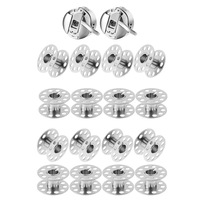 Set 18 instrumente cusut craft, Axroad Mall, Include 2 bucati de cusut pentru masina de cusut si 16 bucati bobine metalice, Reutilizabile, Cutii separate din plastic, Pentru majoritatea masinilor cu incarcare frontala, Metal, Argintiu