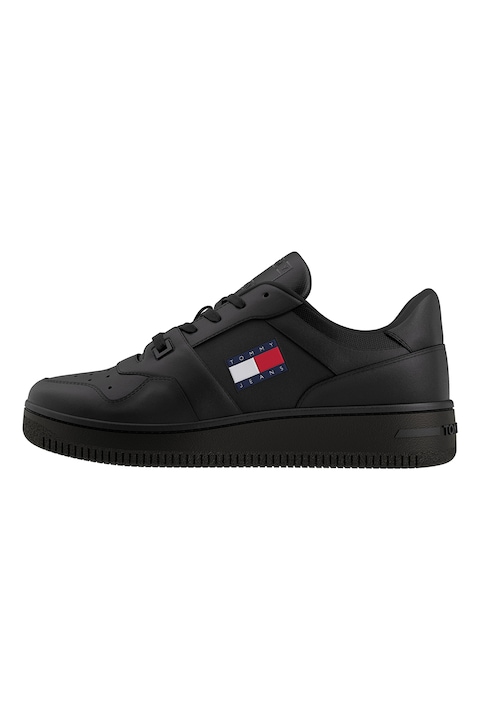 Tommy Hilfiger, Pantofi sport din piele si piele ecologica, Negru, 41