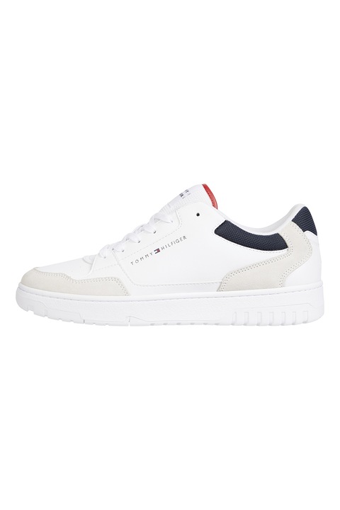 Tommy Hilfiger, Bőr és nyersbőr sneaker, Fehér, 44