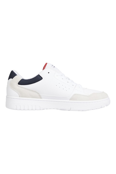Tommy Hilfiger, Bőr és nyersbőr sneaker, Fehér, 44