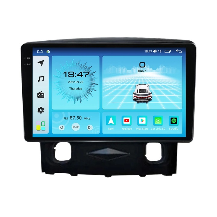 Ford Kuga navigáció 2008-2010, NAVIGPS, 2K felbontás, 9,5 hüvelykes QLED kijelző, 4 GB RAM és 64 GB ROM, Android 13, Octacore processzor, 4G sim slot, DSP hang, vezeték nélküli Carplay és Android Auto, hátrameneti kamera, USB, Wi Fi , Rádió