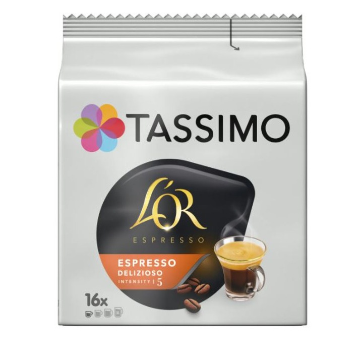 Capsule cafea, L'OR Tassimo Espresso Delizioso 16 bauturi x 120 ml, 16 capsule