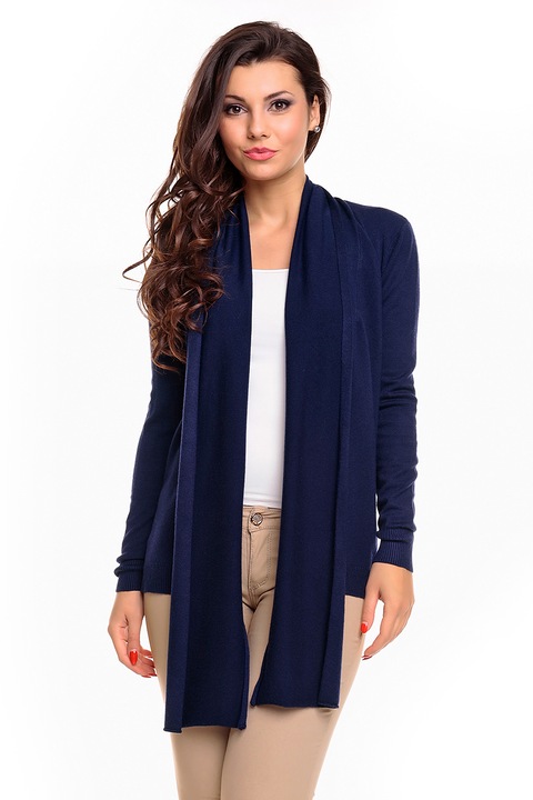 Cardigan usor cu dantela si fundita la spate, Albastru