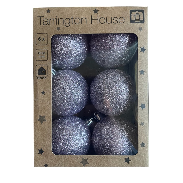 Set 6 globuri, 6 cm, Plastic, Lila Glit