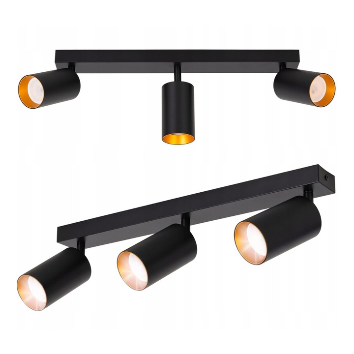 Plafoniera LED, Ledhoff, 3xGU10, Aluminiu, Negru/Auriu
