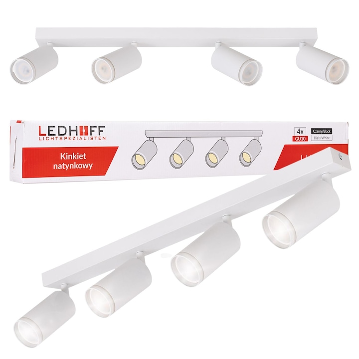 Sina spoturi LED, Ledhoff, GU10, 230 V, Aluminiu, 600 mm, Alb