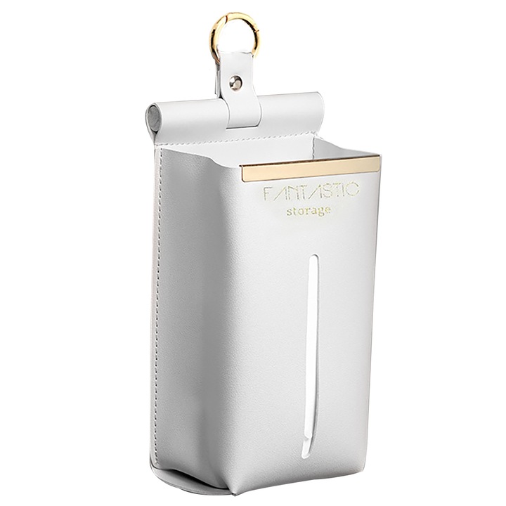 Cutie servetele, POMAMZ, Piele PU, montat pe perete, Potrivit pentru utilizare in sufragerie, dormitor, baie, masina，23*12*8.5cm, Alb