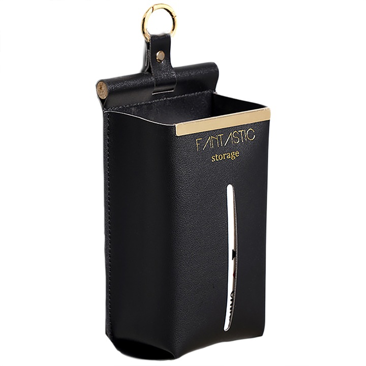 Cutie servetele, POMAMZ, Piele PU, montat pe perete, Potrivit pentru utilizare in sufragerie, dormitor, baie, masina，23*12*8.5cm, Negru