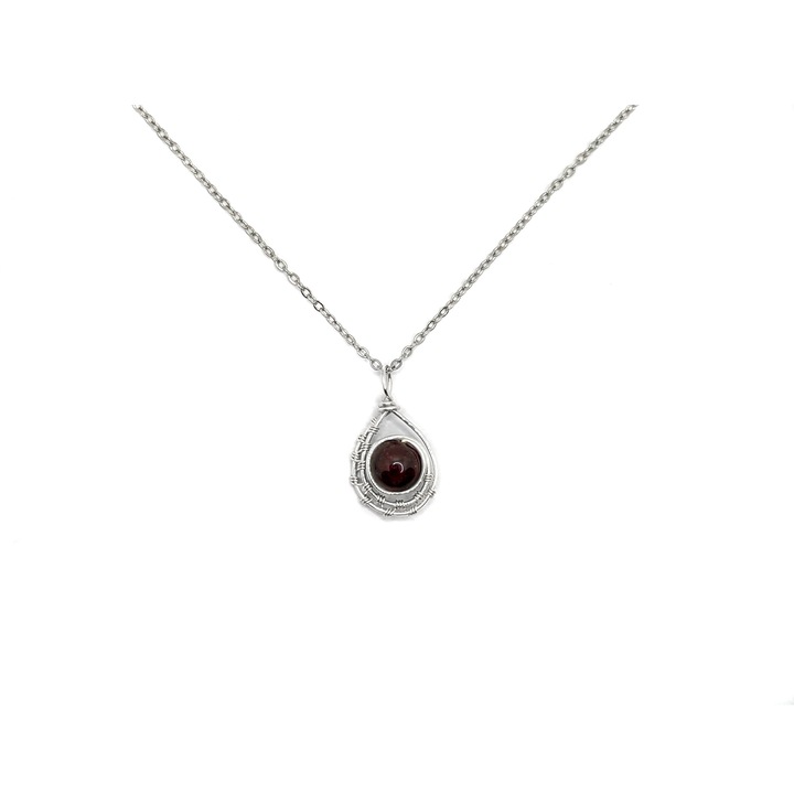 Pandantiv cu Granat, placat cu argint, realizat manual