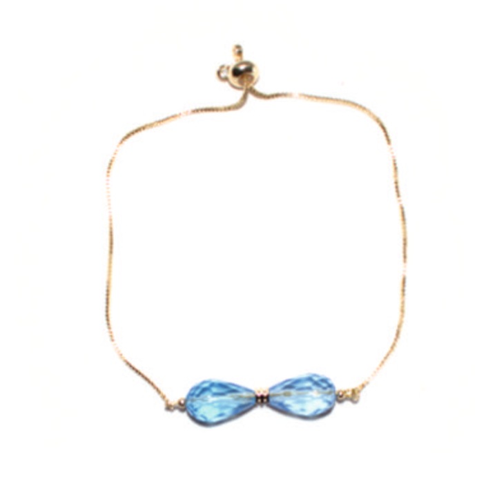 Bratara lant reglabil cu cristale fatetate bleu 24cm