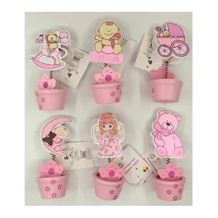 Set 6 buc decoratiuni masa roz, briosa, baby girl